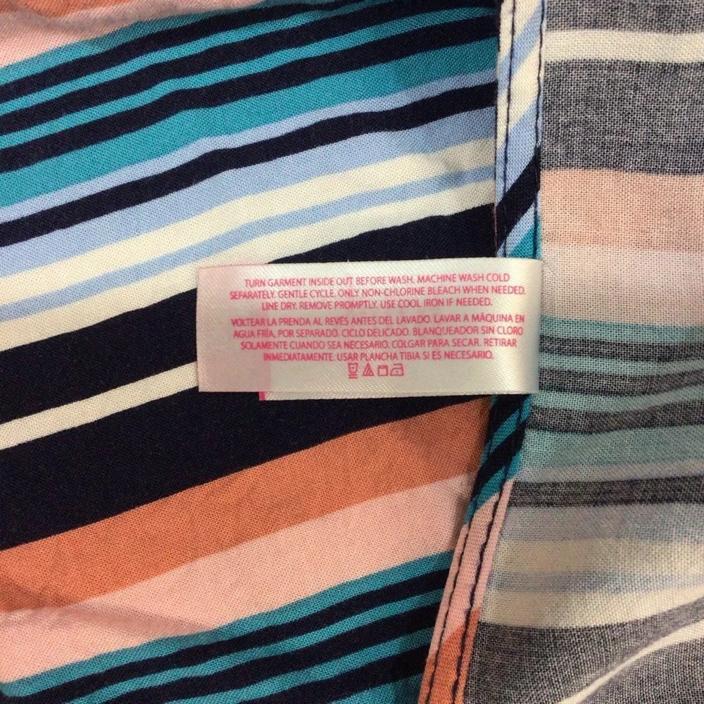No Boundaries Junior’s Striped Open Tie Front Rayon Crop Top - Size Small - Picture 8 of 8